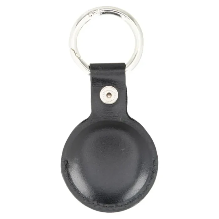 Black Leather Airtag Holder Back