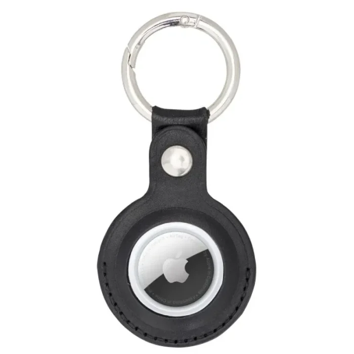 Black Leather Airtag Holder Look