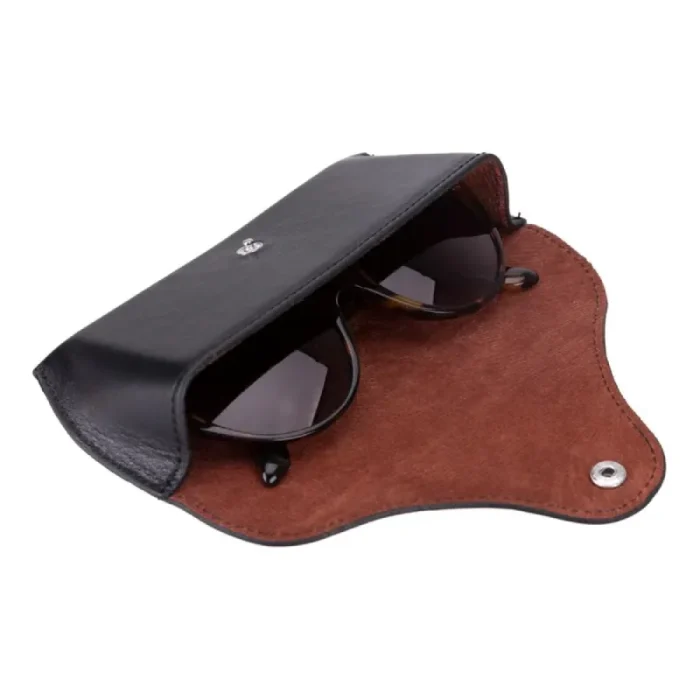 Black Leather Sunglasses Case Inner View