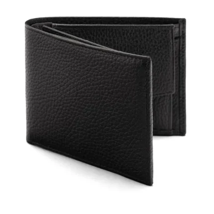 Black Pebble Grain Essential Coin Pocket Bifold Wallet