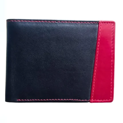 Black-Red Genuine Leather Card Window Wallet