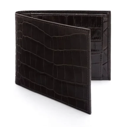 Brown Croc Effect Essential Coin Pocket Bifold Wallet