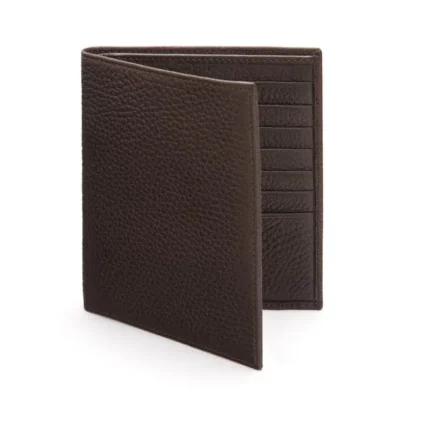 Brown Leather 3 Quarter Billfold 14 Card Slots Wallet