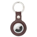Brown Leather AirTag Holder Decorated View