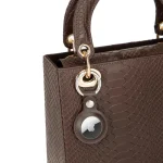 Brown Leather AirTag Holder Hanging View