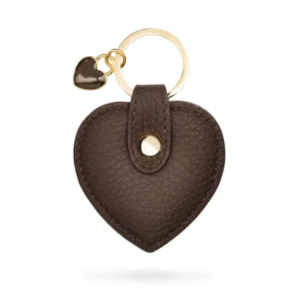 Brown Leather Heart Shaped Key Ring