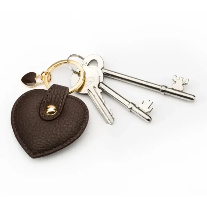 Brown Leather Heart Shaped Key Ring View