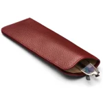 Burgundy Small Leather Sunglasses Cover Side