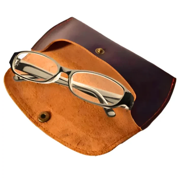 Choco Brown Leather Eyewear Optical Cover Inside