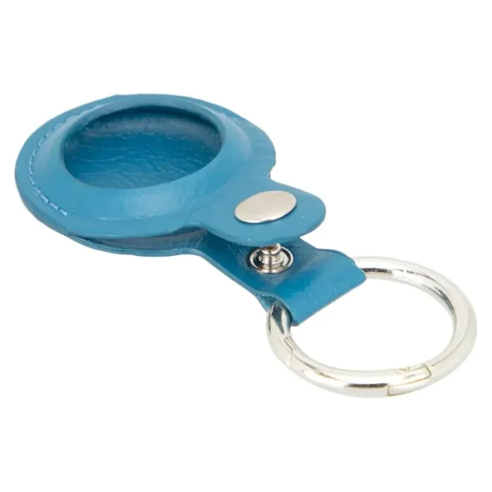 Cobalt Leather Airtag Holder Open View