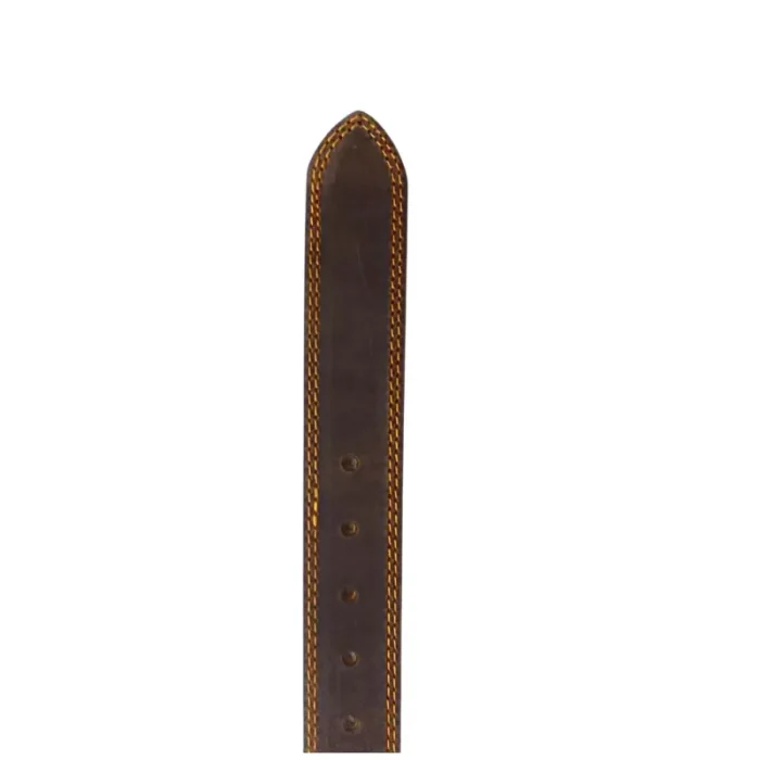 Men'S Dark Brown Casual Leather Belt Close View
