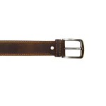 Men's Dark Brown Casual Leather Belt Front View