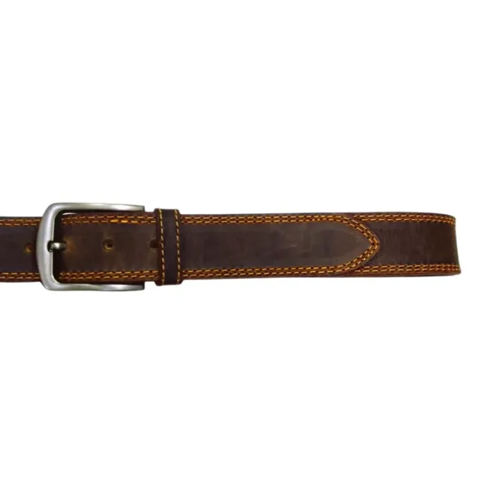 Men'S Dark Brown Casual Leather Belt Wearing Look