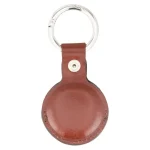 Dark Tan Leather AirTag Holder Back
