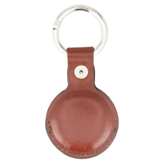 Dark Tan Leather Airtag Holder Back