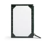 Green Croc-Effect Flat Leather Credit Card Holder Back