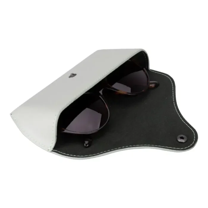 Grey Leather Sunglasses Case Inner View