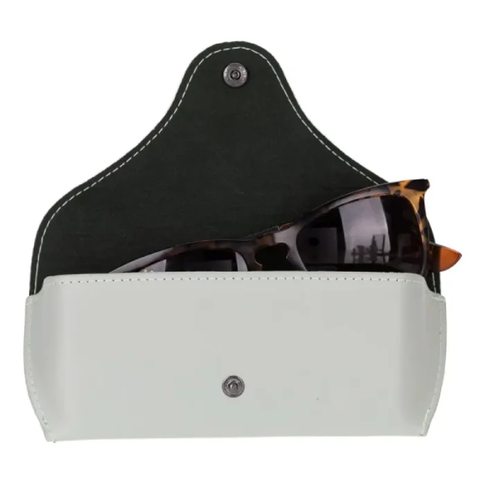Grey Leather Sunglasses Case View