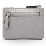 Grey RFID Small Leather Zip Coin Pouch