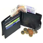Man's Black RFID Contactless Coin Leather Wallet Inside