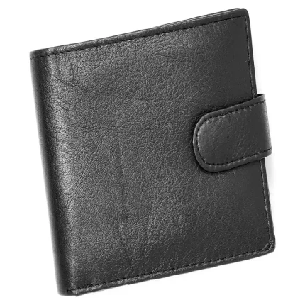 Black Men's Leather Credit Card Wallet with Coin Pocket
