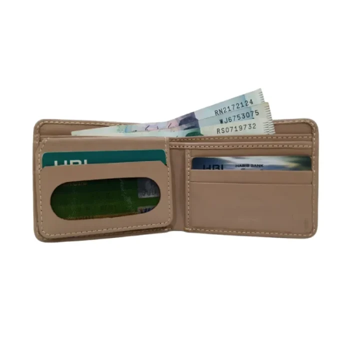 Men'S Beige Cowhide Leather Wallet Inner View