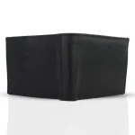 Men's Black Bifold Coin Pocket Leather Wallet Back View