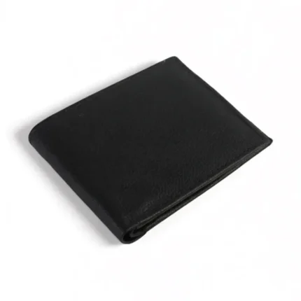Men's Black Bifold Coin Pocket Leather Wallet