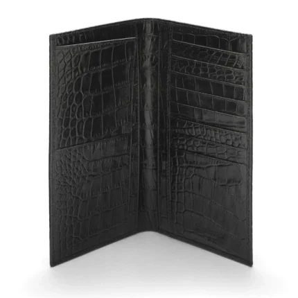 Men's Black Croc Effect 8 Card Holder Leather Wallet