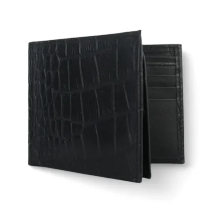 Men's Black Genuine Leather Croc Wallet