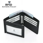 Men's Black Genuine Leather Slim Card Holder Wallet Inner View