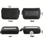 Men's Black Genuine Leather Zip-Around Wallet All View