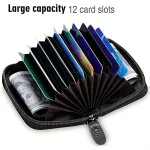 Men's Black Genuine Leather Zip-Around Wallet Inner View