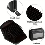 Men's Black Genuine Leather Zip-Around Wallet View