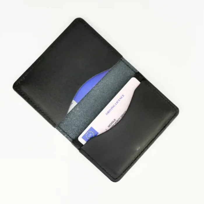 Men'S Black Leather Card Holder Inner View