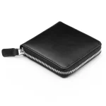 Men's Black Leather Zip Wallet With Coin Purse Close View