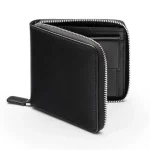 Men's Black Leather Zip Wallet With Coin Purse