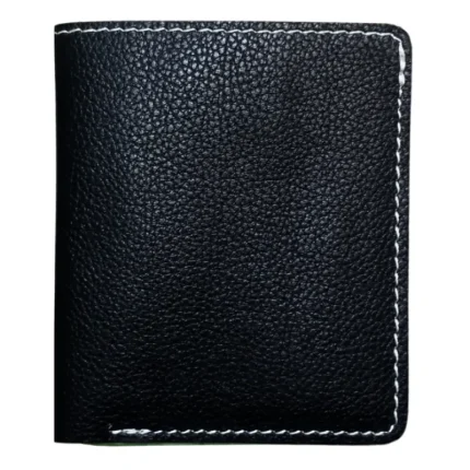Men's Black Mini Textured Leather Bifold With Coin Wallet
