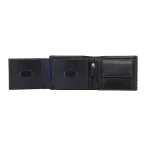 Men's Black RFID Large Trifold Wallet Full Open View