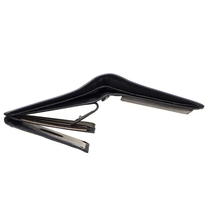 Men'S Black Rfid Large Trifold Wallet Top View