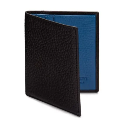 Men's Black/Cobalt RFID Compact Leather 4 CC Billfold Wallet
