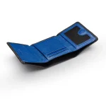 Men's Black-Cobalt Trifold Leather Wallet Inner View