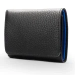 Men's Black-Cobalt Trifold Leather Wallet look