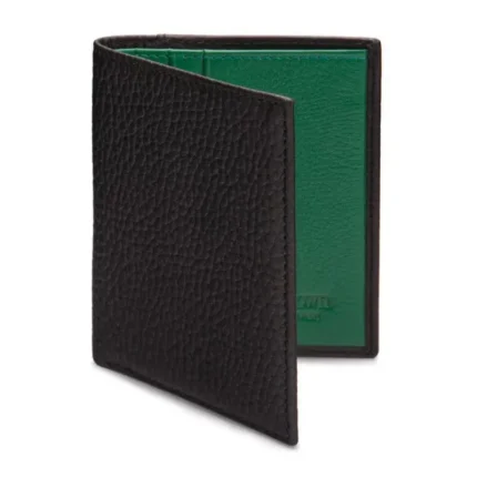 Men's Black/Green RFID Compact Leather 4 CC Billfold Wallet