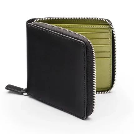 Men's Black/Lime Leather Wallet With Zip Around