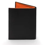 Men's Black-Orange Leather 6 Credit Card Compact Wallet Back View