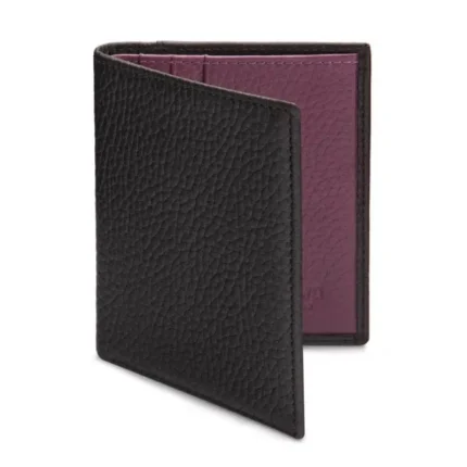Men's Black/Purple RFID Compact Leather 4 CC Billfold Wallet