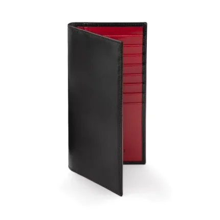 Men's Black/Red Bridle Tall Leather Breast Pocket Wallet