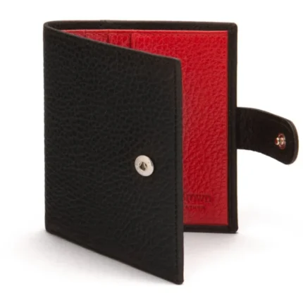 Men's Black/Red Compact Billfold Leather Wallet