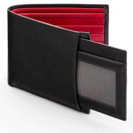 Men's Black/Red Leather 2 in 1 Wallet